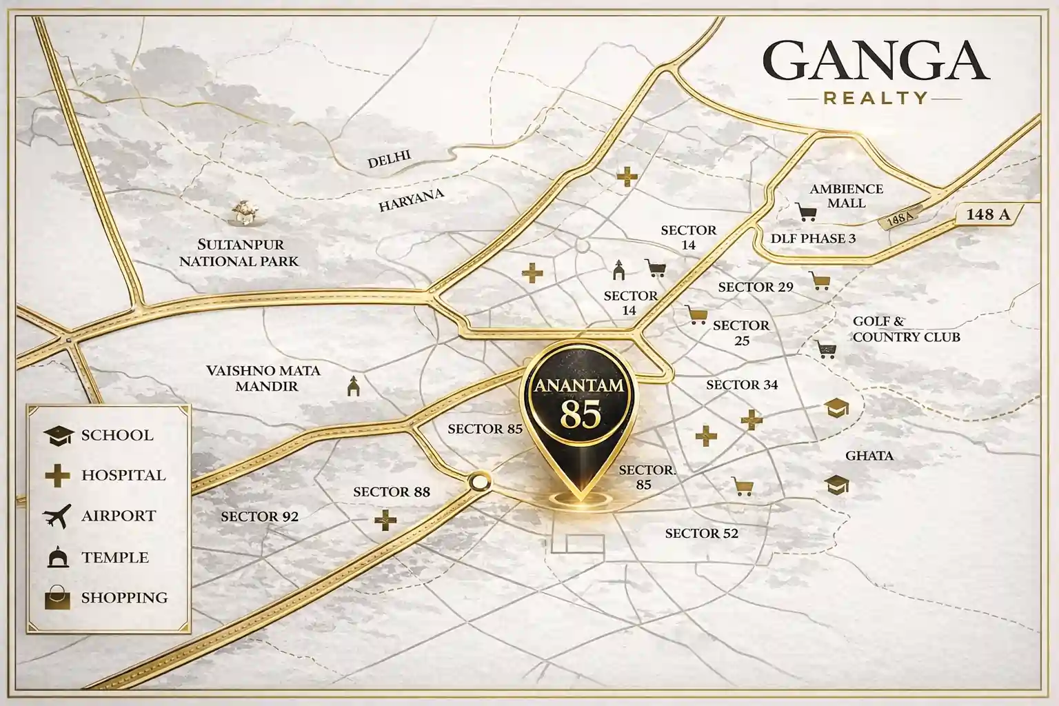 Ganga Realty Anantam Location Map