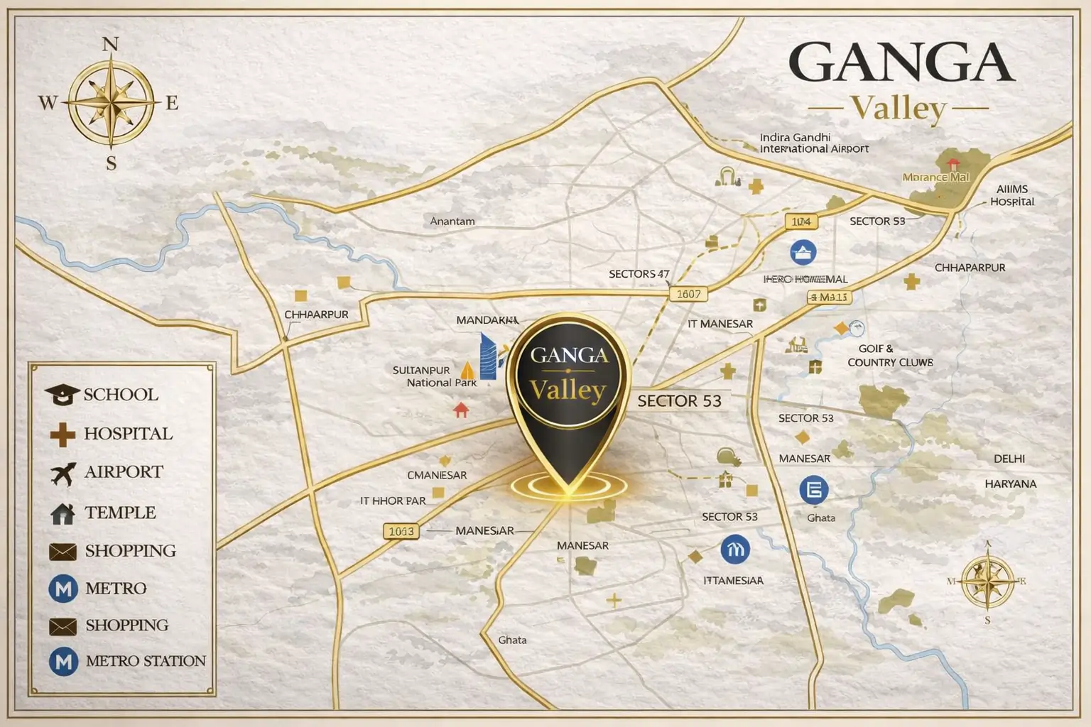 Ganga Realty Valley Sector 78 Location Map